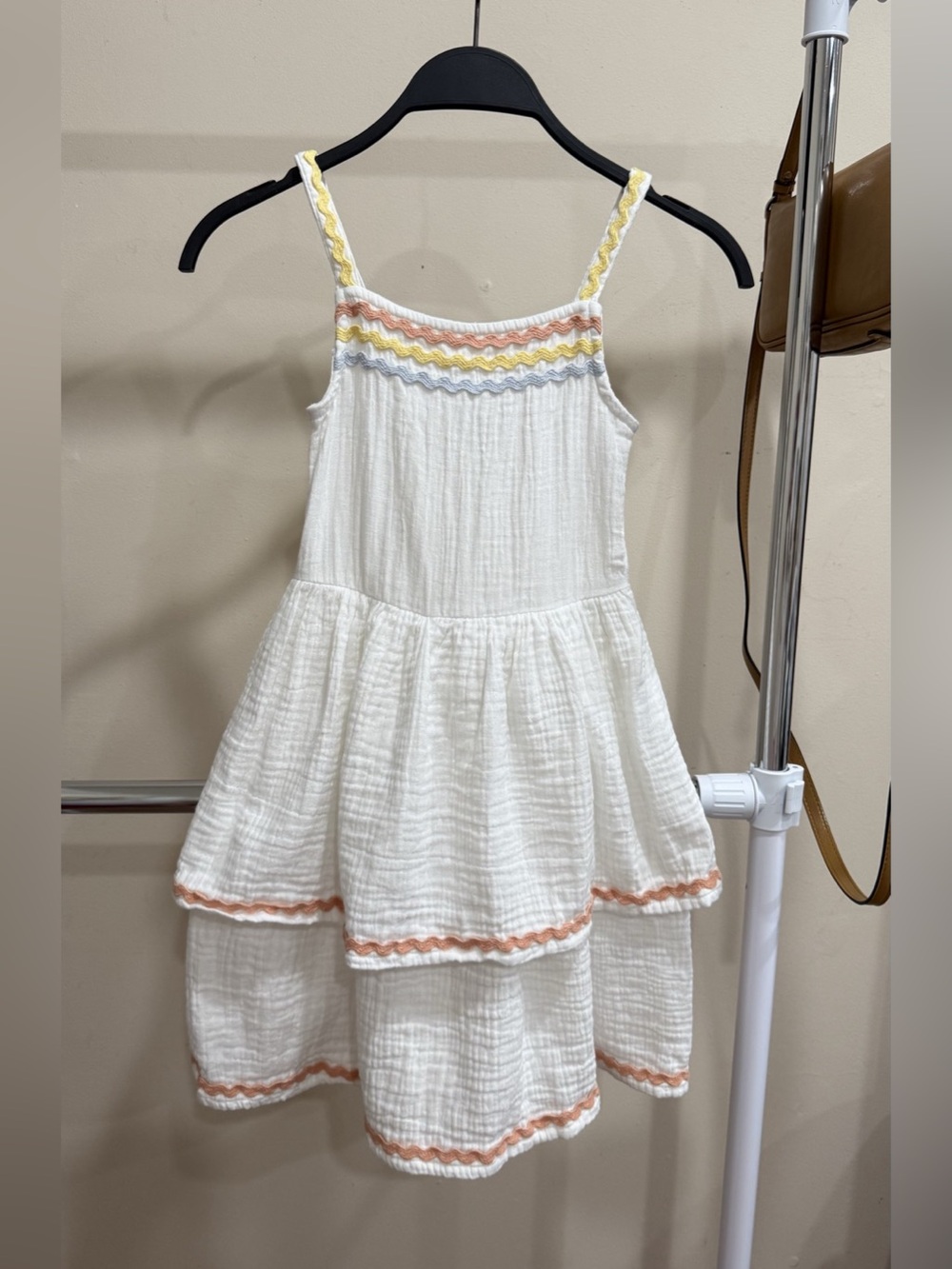 Victoria’s Heart Girls White Cotton Tiered Summer Dress Size 8